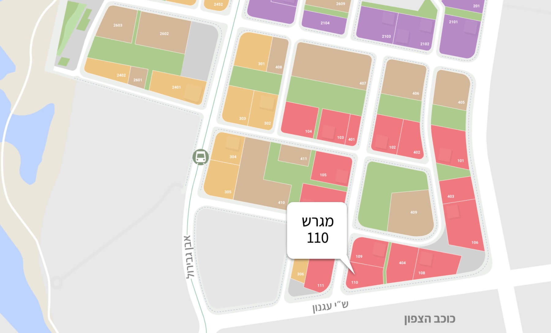 מיקום מגרש 110 במפת מתחם אשכול, רובע שדה דב