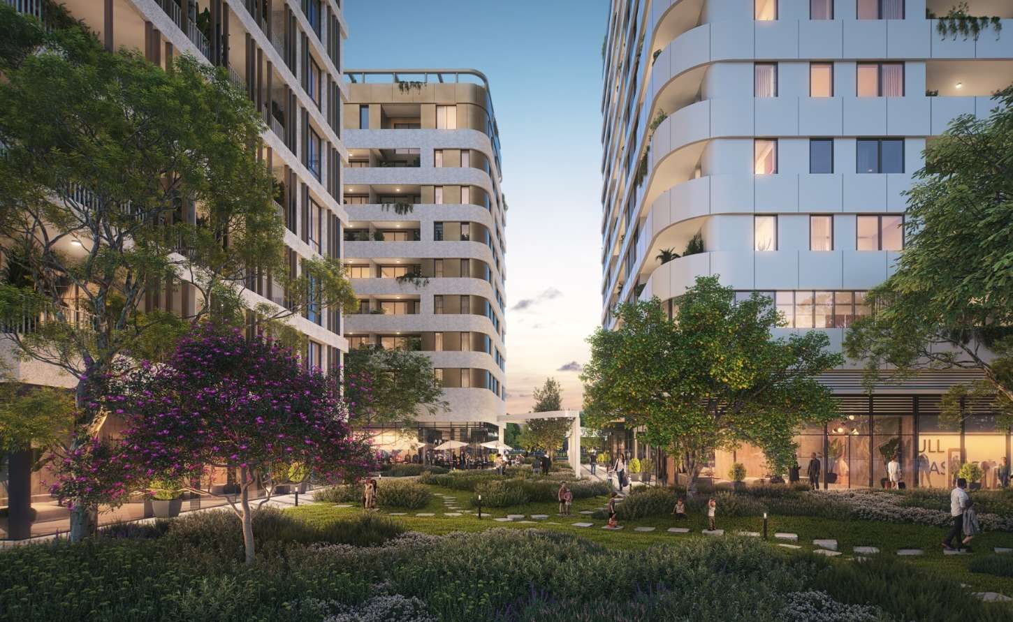 חצרות פנימיים זיקת הליכה שיכון ובינוי 109 עיצוב: מילבאואר אדריכלים רנדר 3Dvision