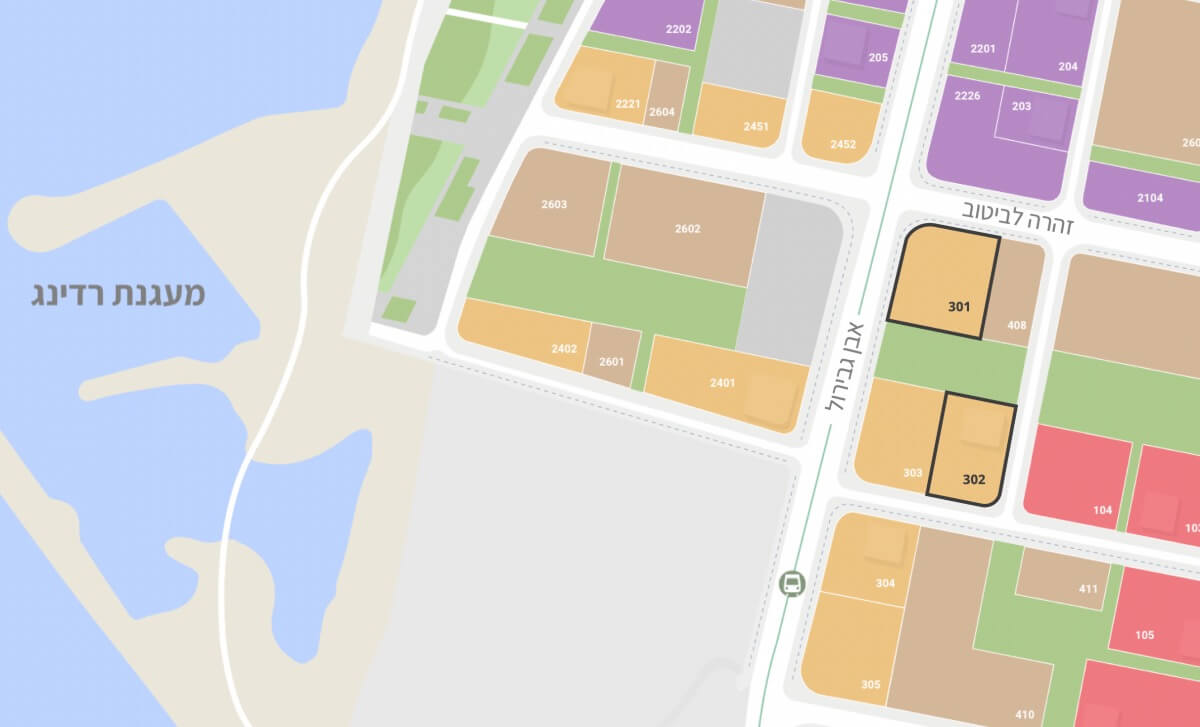 מגרשים 301 ו-302 על מפת רובע שדה דב
