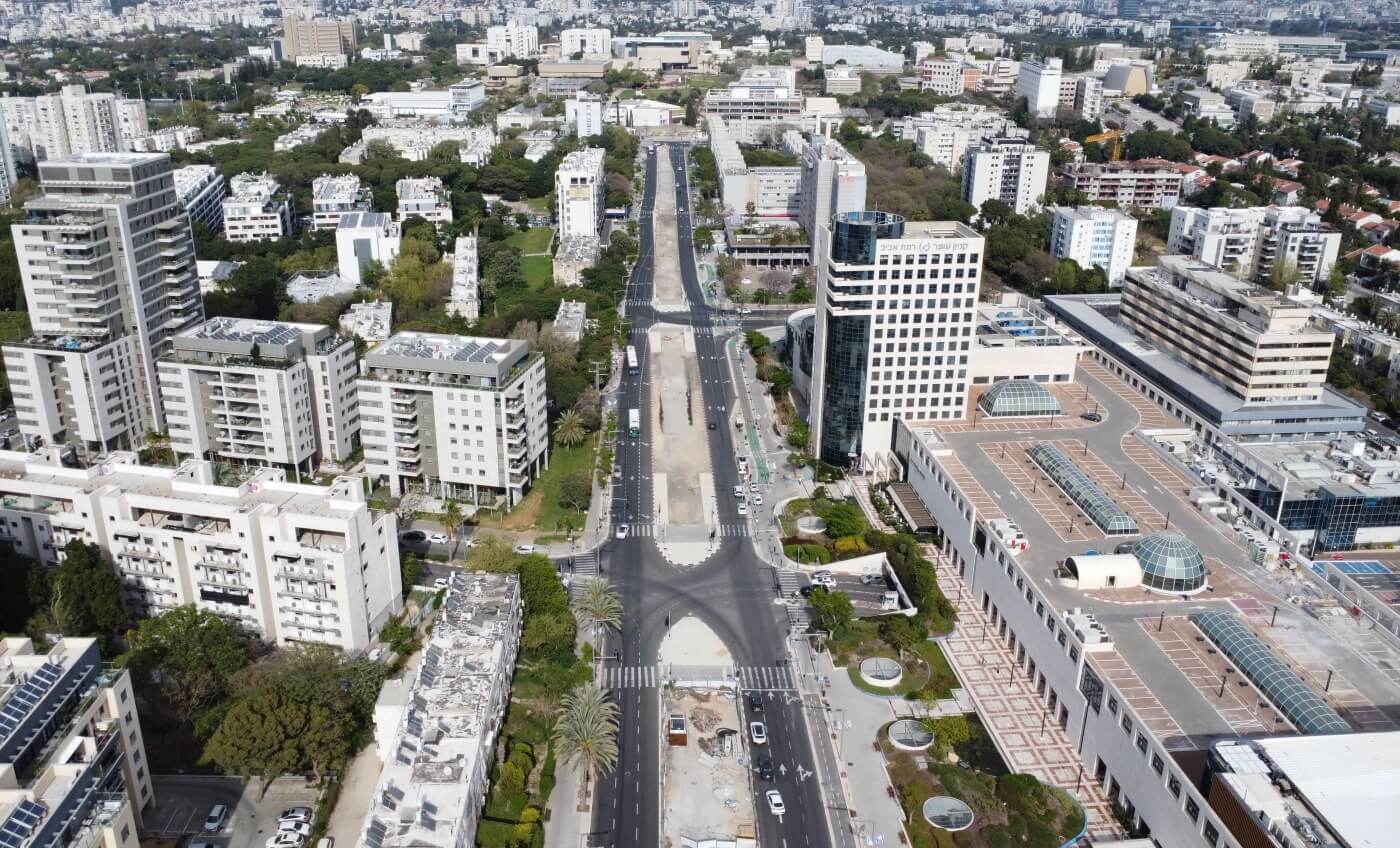 מבט על - רחוב איינשטיין בחלקו המזרחי