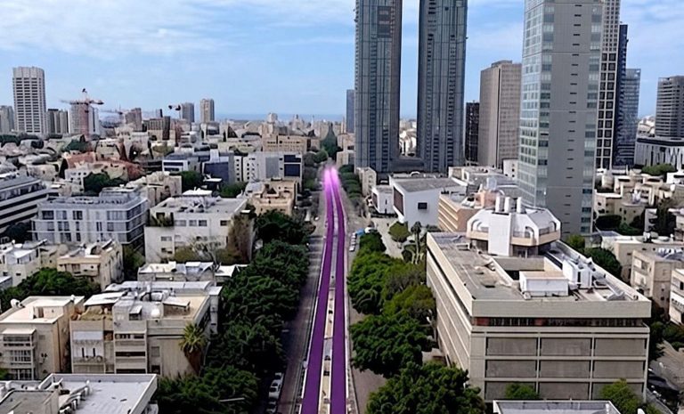 הדמיה של הרכבת הקלה ברחוב ארלוזורוב תל אביב